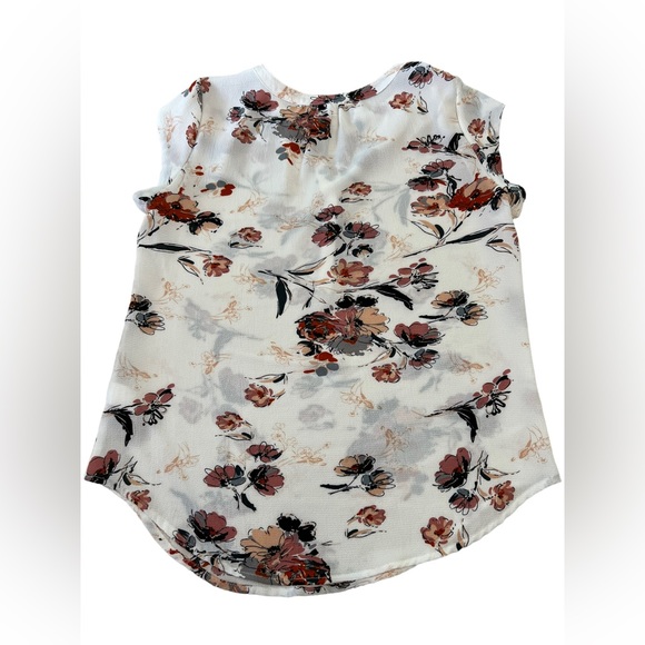 Fun 2 Fun stitch fix cap sleeve blouse white floral women's size medium - Picture 5 of 6